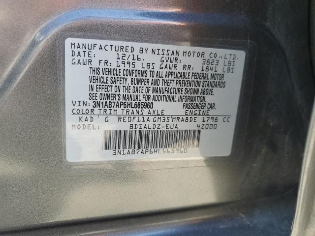 3N1AB7AP6HL665960 - 2017 NISSAN SENTRA S GRAY photo 12