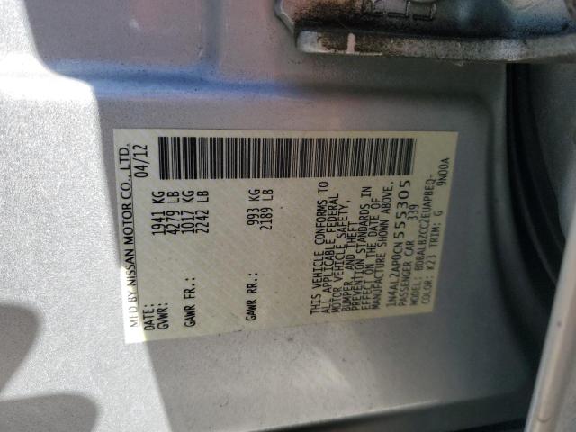 1N4AL2AP0CN555305 - 2012 NISSAN ALTIMA BASE ვერცხლისფერი ფოტო 12