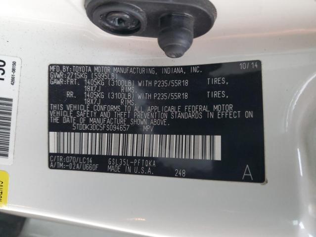 5TDDK3DC5FS094657 - 2015 TOYOTA SIENNA XLE Ağ foto 13