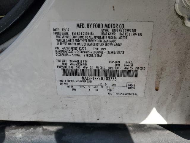 MAJ3P1RE2JC183775 - 2018 FORD ECOSPORT S Blanc photo 13