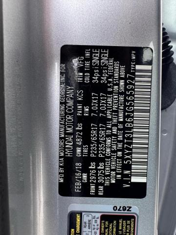 5XYZT3LB6JG565927 - 2018 HYUNDAI SANTA FE S ვერცხლისფერი ფოტო 10