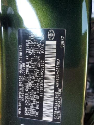 4T1BF3EK7AU525422 - 2010 TOYOTA CAMRY BASE GREEN photo 12