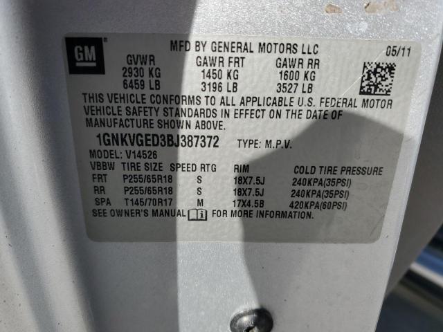 1GNKVGED3BJ387372 - 2011 CHEVROLET TRAVERSE LT ვერცხლისფერი ფოტო 14