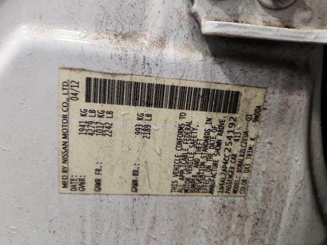1N4AL2AP4CC254192 - 2012 NISSAN ALTIMA BASE Ақ фото 12