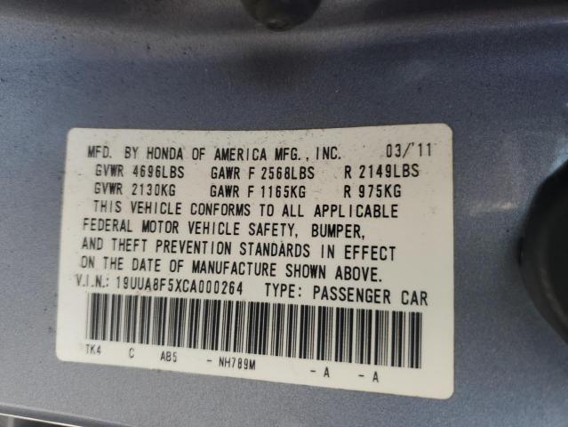 19UUA8F5XCA000264 - 2012 ACURA TL BLUE photo 12