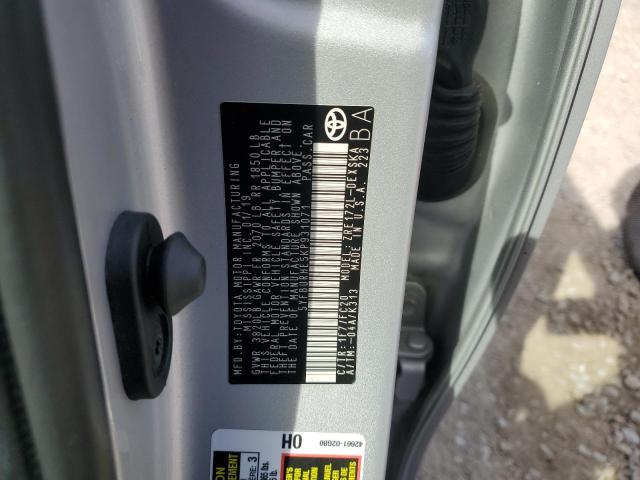 5YFBURHE5KP931071 - 2019 TOYOTA COROLLA L ვერცხლისფერი ფოტო 12