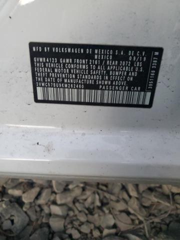 3VWC57BU9KM262460 - 2019 VOLKSWAGEN JETTA S WHITE photo 12