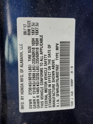 5FNRL6H76JB027662 - 2018 HONDA ODYSSEY EXL Azul foto 13