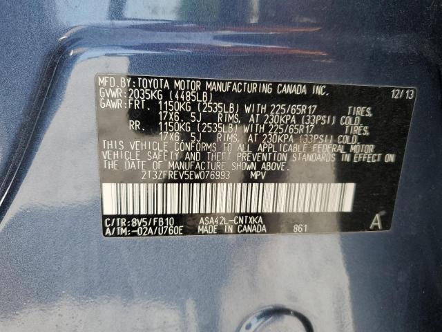 2T3ZFREV5EW076993 - 2014 TOYOTA RAV4 LE BLUE photo 14