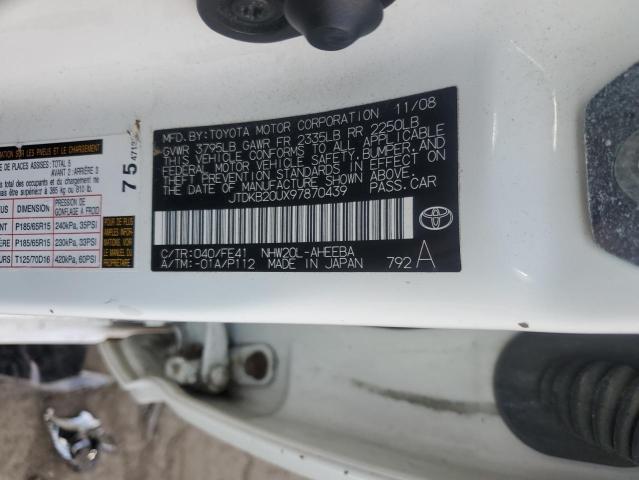 JTDKB20UX97870439 - 2009 TOYOTA PRIUS 白色 照片 12