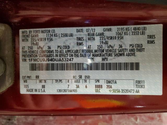 1FMCU9J94DUA53247 - 2013 FORD ESCAPE TITANIUM წითელი ფოტო 13