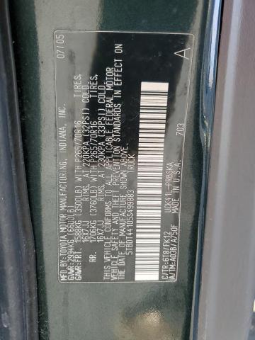 5TBDT44105S499883 - 2005 TOYOTA TUNDRA DOUBLE CAB SR5 GREEN photo 12