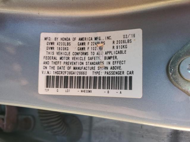 1HGCR2F38GA129660 - 2016 HONDA ACCORD LX SILVER photo 12