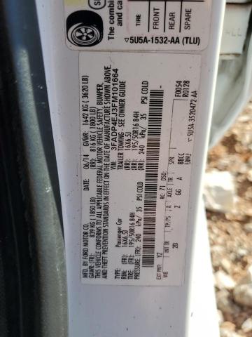 3FADP4EJ3FM101664 - 2015 FORD FIESTA SE WHITE photo 12