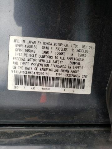 JH4CL96847C020183 - 2007 ACURA TSX GRAY photo 12