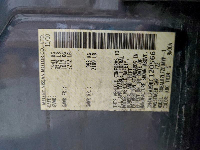 1N4AL2AP9BC120566 - 2011 NISSAN ALTIMA BASE ნაცრისფერი ფოტო 12