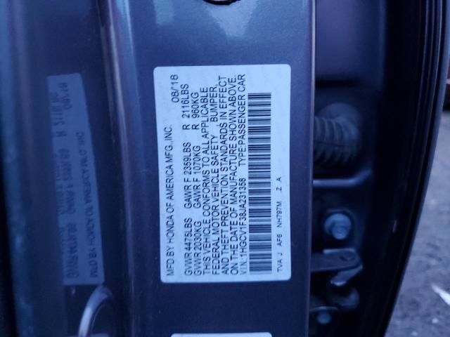 1HGCV1F38JA231358 - 2018 HONDA ACCORD SPORT Մոխրագույն լուսանկար 12