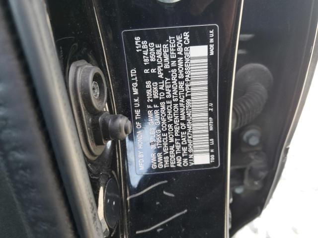 SHHFK7H45HU407599 - 2017 HONDA CIVIC SPORT Қара фото 12