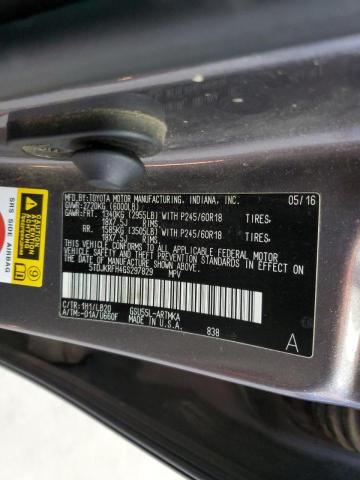 5TDJKRFH4GS297829 - 2016 TOYOTA HIGHLANDER XLE Մոխրագույն լուսանկար 14