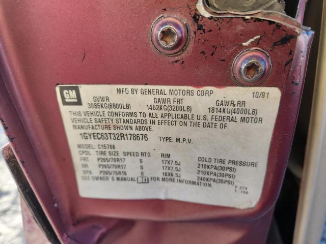 1GYEC63T02R122971 - 2002 CADILLAC ESCALADE LUXURY ბურგუნდია ფოტო 13