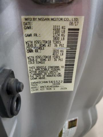 1N6AA1CJ4HN565522 - 2017 NISSAN TITAN S Srebrny zdjęcie 12