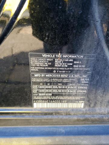 4JGBB86E16A032149 - 2006 MERCEDES-BENZ ML 350 BLACK photo 12