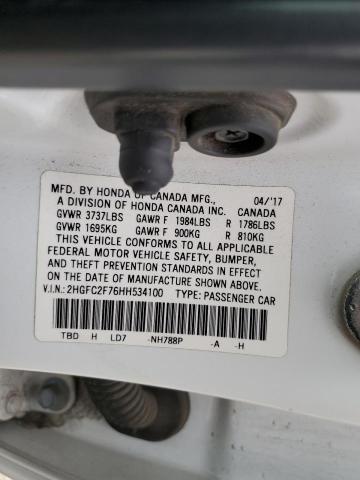 2HGFC2F76HH534100 - 2017 HONDA CIVIC EX Ağ foto 13