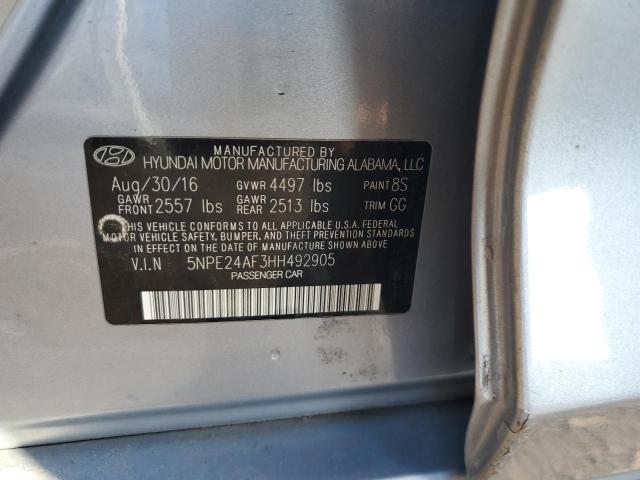 5NPE24AF3HH492905 - 2017 HYUNDAI SONATA SE GRAY photo 12