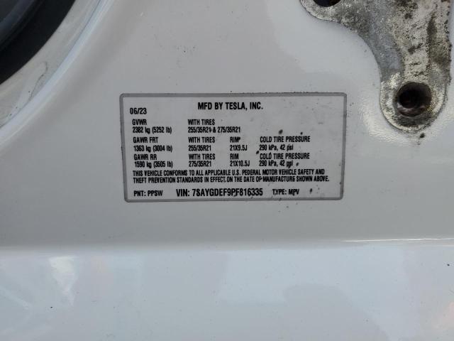 7SAYGDEF9PF816335 - 2023 TESLA MODEL Y Սպիտակ լուսանկար 13