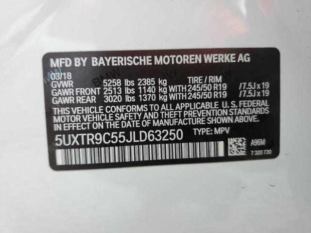 5UXTR9C55JLD63250 - 2018 BMW X3 XDRIVE30I თეთრი ფოტო 12