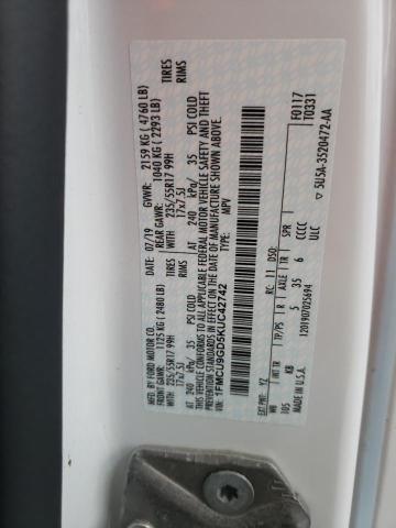 1FMCU9GD5KUC42742 - 2019 FORD ESCAPE SE Ağ foto 13