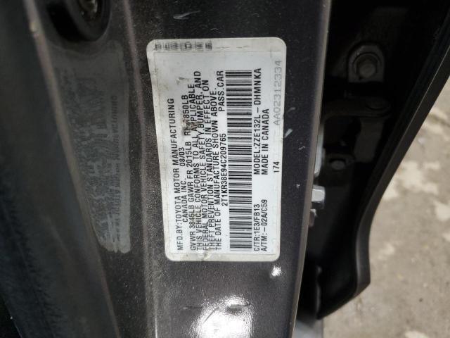 2T1KR38E94C209765 - 2004 TOYOTA COROLLA MA XR GRAY photo 13