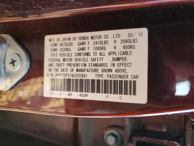 JH4CU2F67AC020981 - 2010 ACURA TSX MAROON photo 13