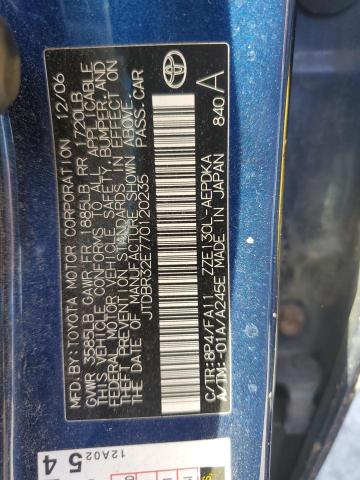 JTDBR32E770120235 - 2007 TOYOTA COROLLA CE BLUE photo 12