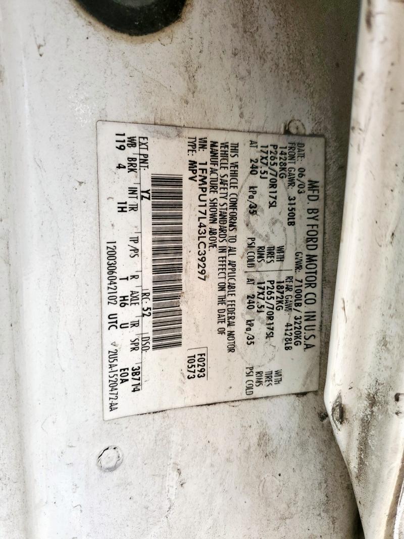 1FMPU17L43LC39297 - 2003 FORD EXPEDITION EDDIE BAUER WHITE photo 13