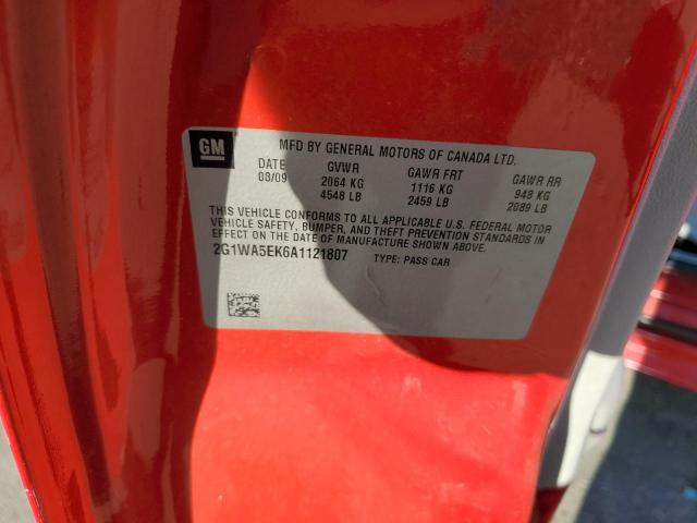2G1WA5EK6A1121807 - 2010 CHEVROLET IMPALA LS 红色 照片 12