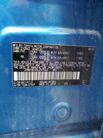 JTMRFREV0GJ097963 - 2016 TOYOTA RAV4 XLE BLUE photo 13