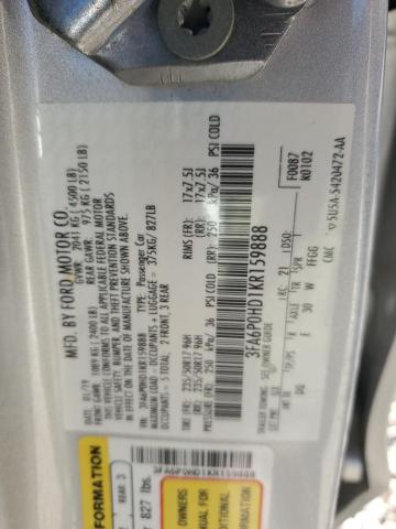 3FA6P0HD1KR159888 - 2019 FORD FUSION SE Gümüş foto 12