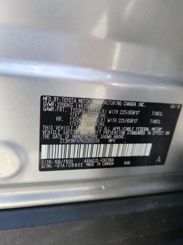 2T3H1RFV7KC005056 - 2019 TOYOTA RAV4 LE Արծաթագույն լուսանկար 13