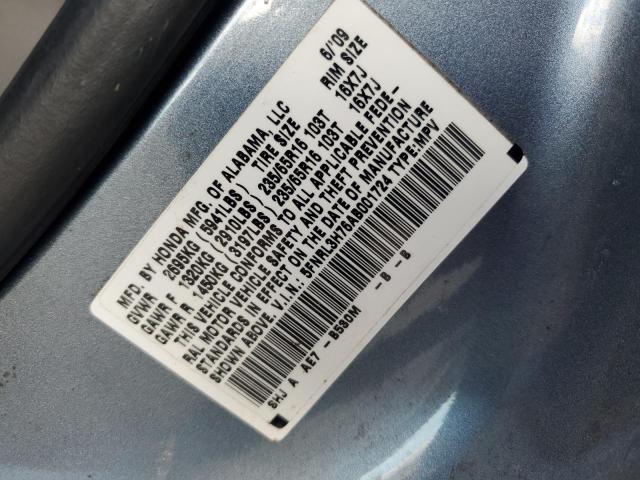 5FNRL3H76AB001724 - 2010 HONDA ODYSSEY EXL 蓝色 照片 13