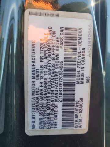 2T1BR12E72C534585 - 2002 TOYOTA COROLLA CE GREEN photo 12