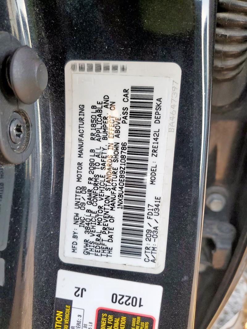 1NXBU40E89Z108786 - 2009 TOYOTA COROLLA BASE 黑色 照片 12