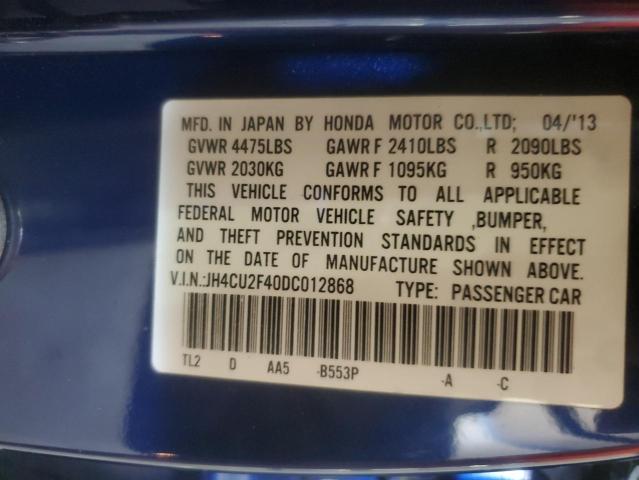 JH4CU2F40DC012868 - 2013 ACURA TSX BLUE photo 12