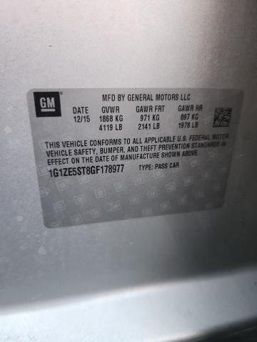 1G1ZE5ST8GF178977 - 2016 CHEVROLET MALIBU LT SILVER photo 12