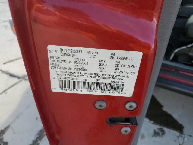 1J4GL48K27W694663 - 2007 JEEP LIBERTY SPORT წითელი ფოტო 12