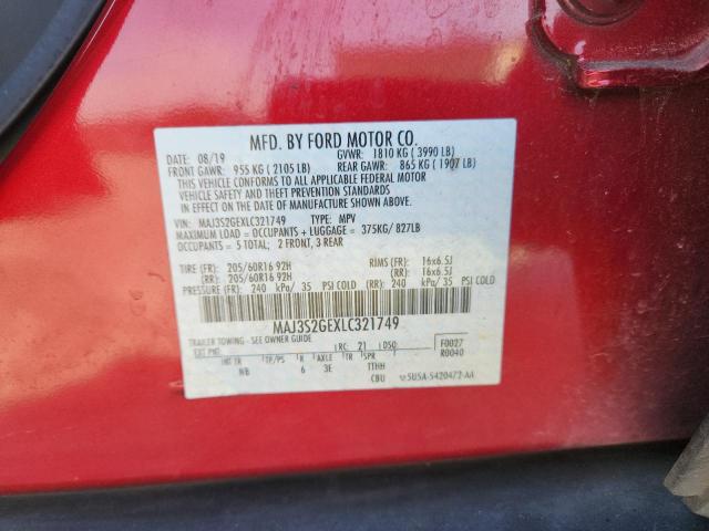 MAJ3S2GEXLC321749 - 2020 FORD ECOSPORT SE Қызыл фото 13