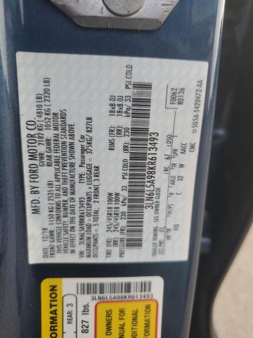3LN6L5A98KR613493 - 2019 LINCOLN MKZ BLUE photo 13