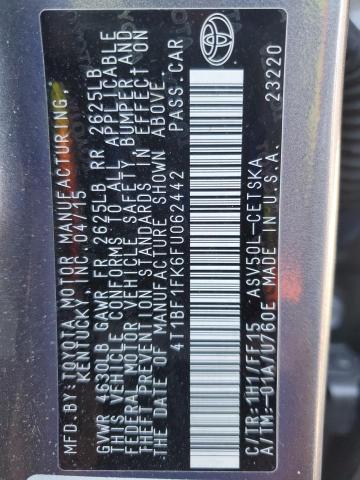 4T1BF1FK6FU062442 - 2015 TOYOTA CAMRY LE GRAY photo 12