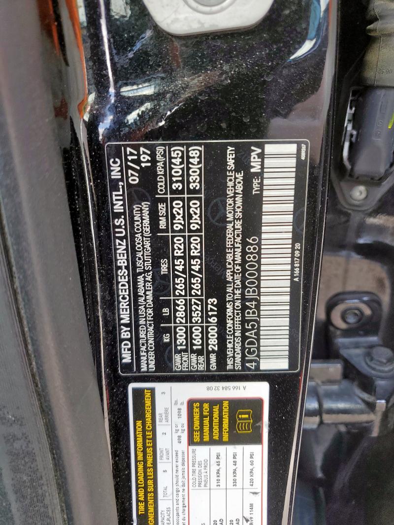 4JGDA5JB4JB000886 - 2018 MERCEDES-BENZ GLE 350 Czarny zdjęcie 14