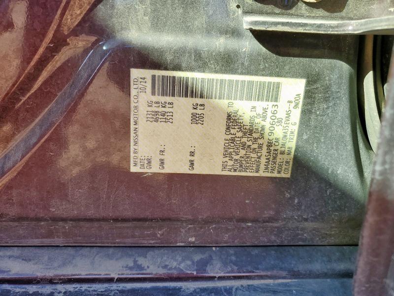 1N4AA5AP8EC906063 - 2014 NISSAN MAXIMA S 勃艮第红 照片 12